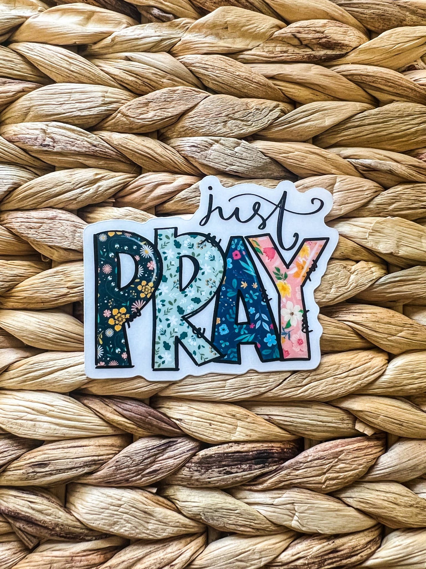 Just Pray Christian, Clear Vinyl , Sticker, 3 in.
