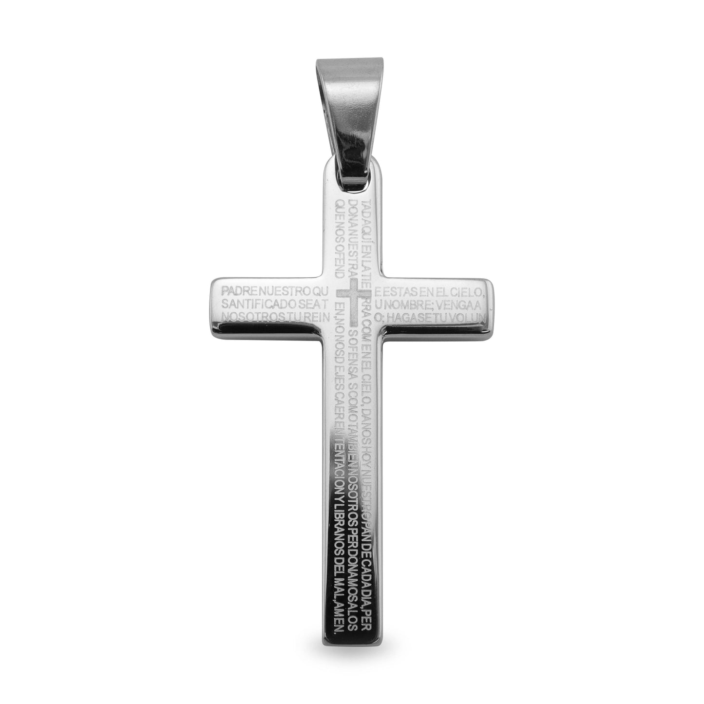 Spanish Serenity Prayer Cross Stainless Steel Pendant