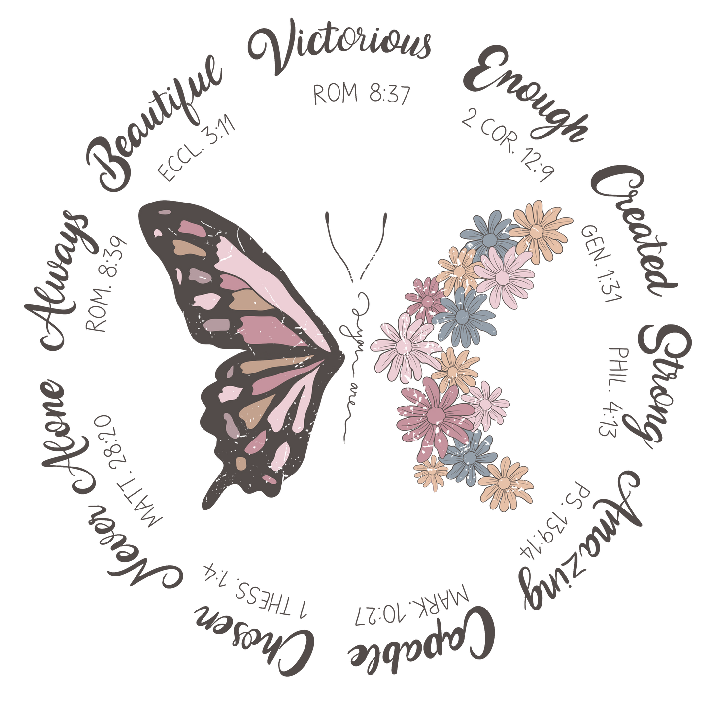 Retro You Are Butterfly Vinyl, Sticker, 3x3 in