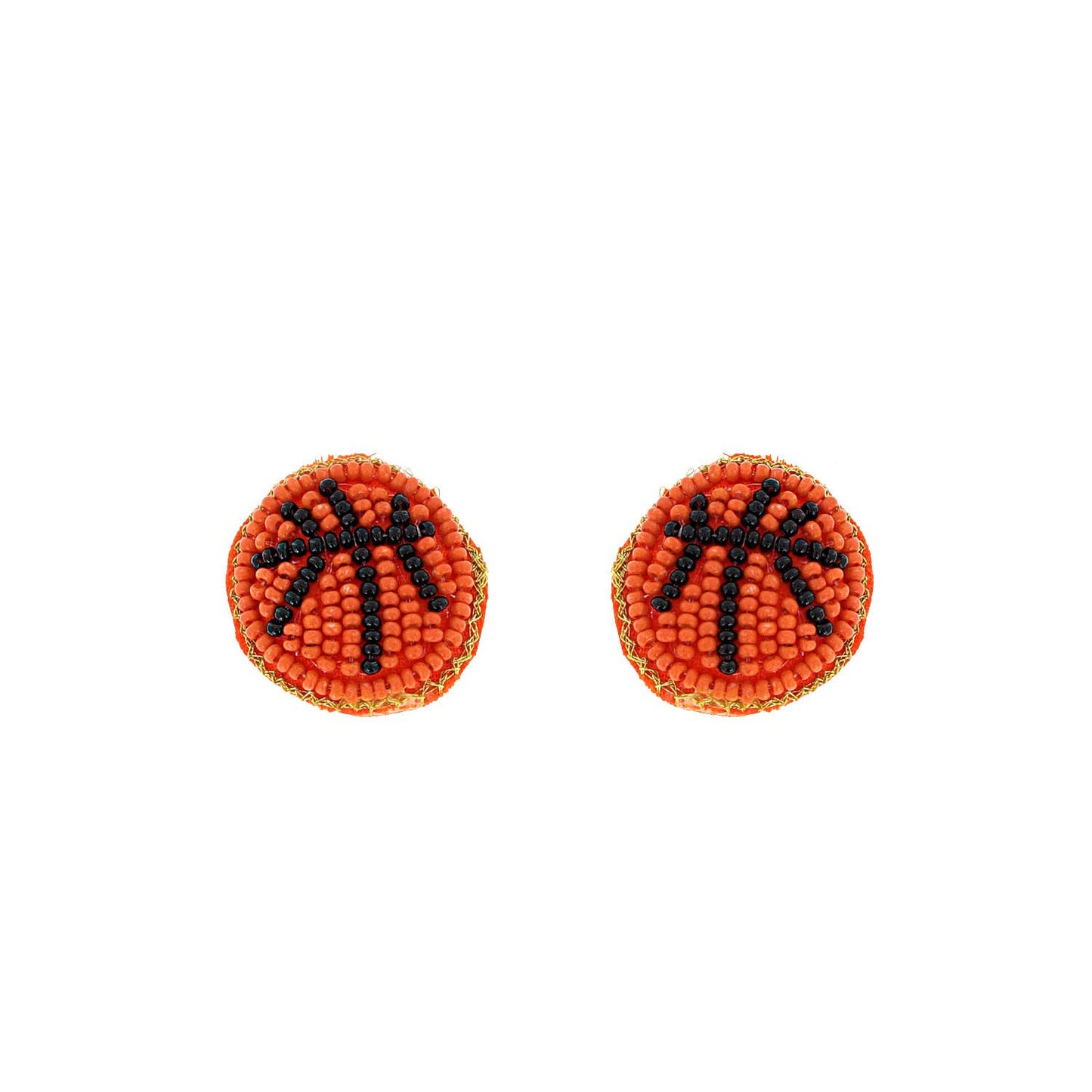 Game Day Beaded Basketball Stud Earrings