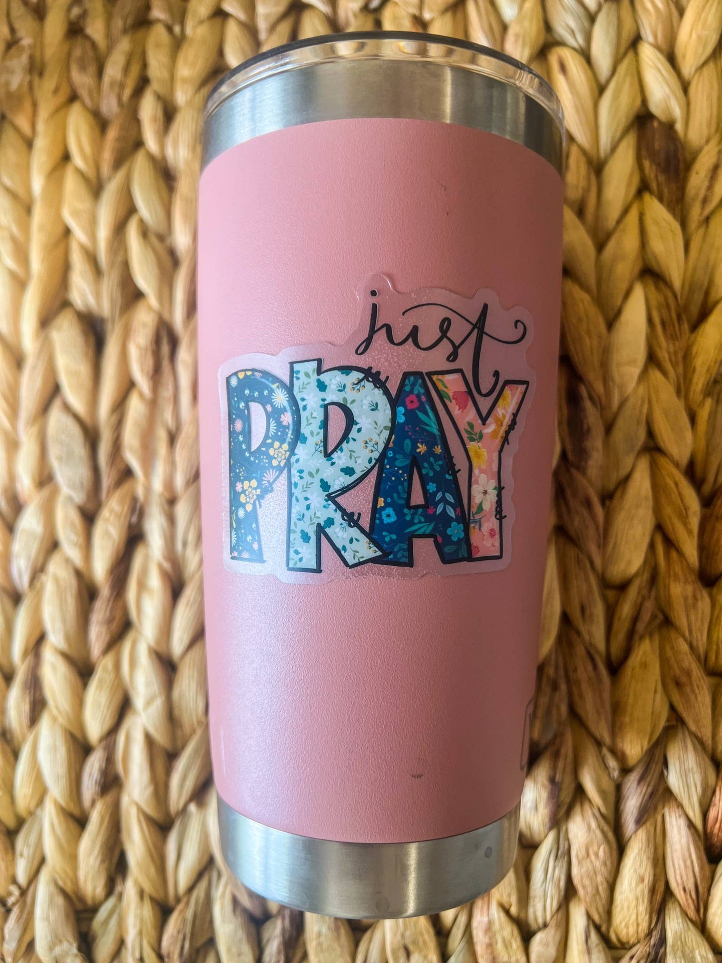 Just Pray Christian, Clear Vinyl , Sticker, 3 in.
