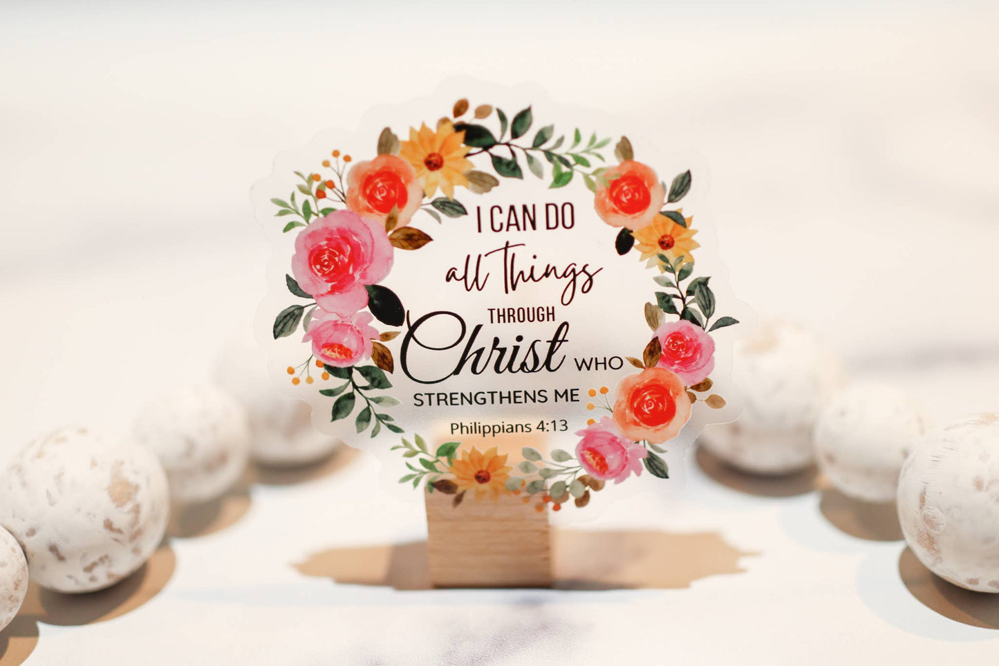 I Can Do All Things Christian Clear, Vinyl Sticker, 3in.