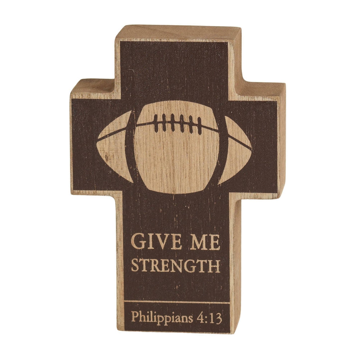 Football Cross Give Me Strength 4"H