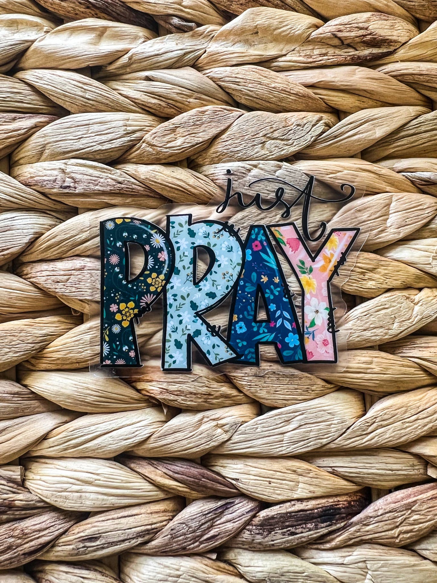 Just Pray Christian, Clear Vinyl , Sticker, 3 in.