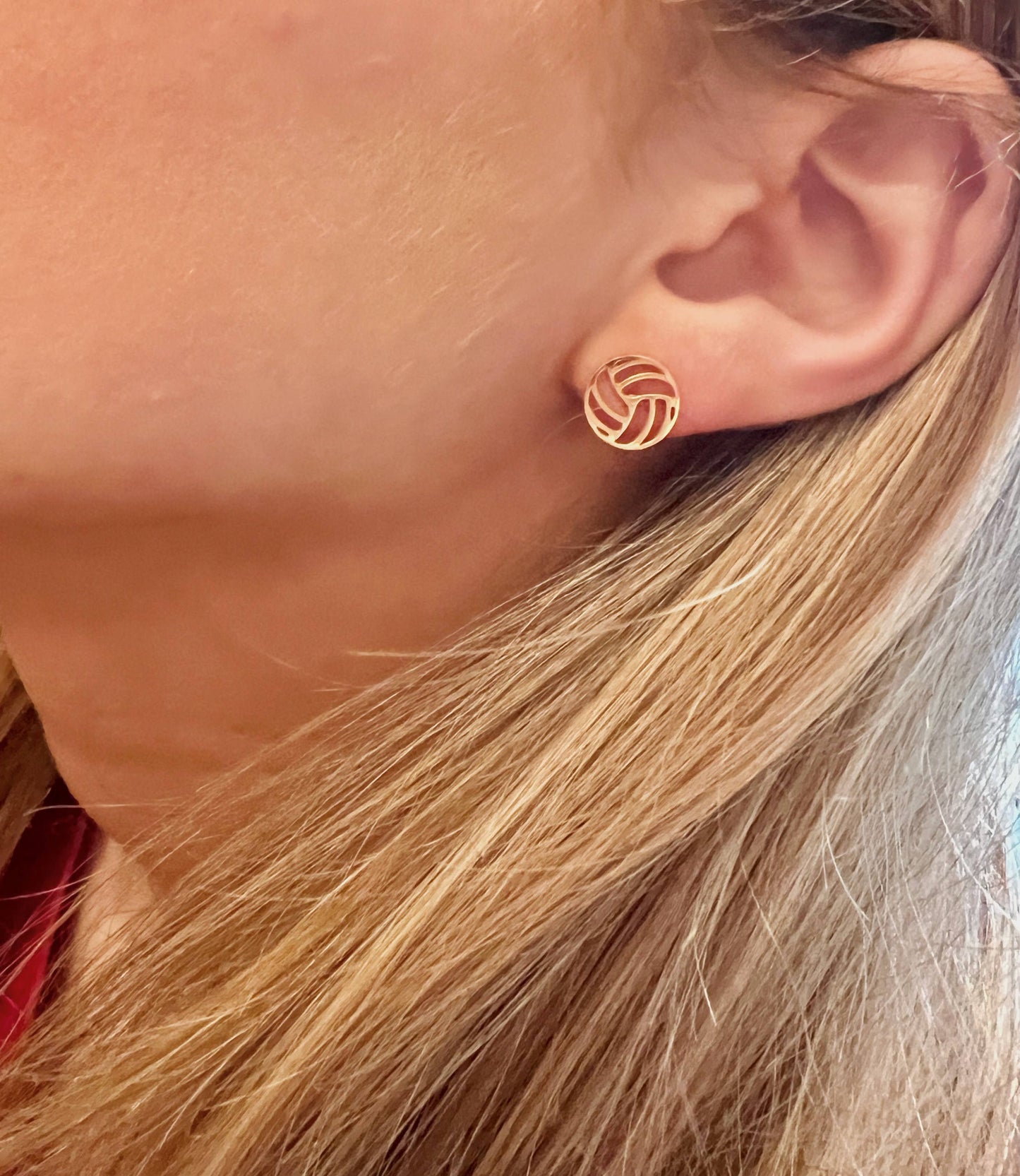 Volleyball Gold Stud Earrings