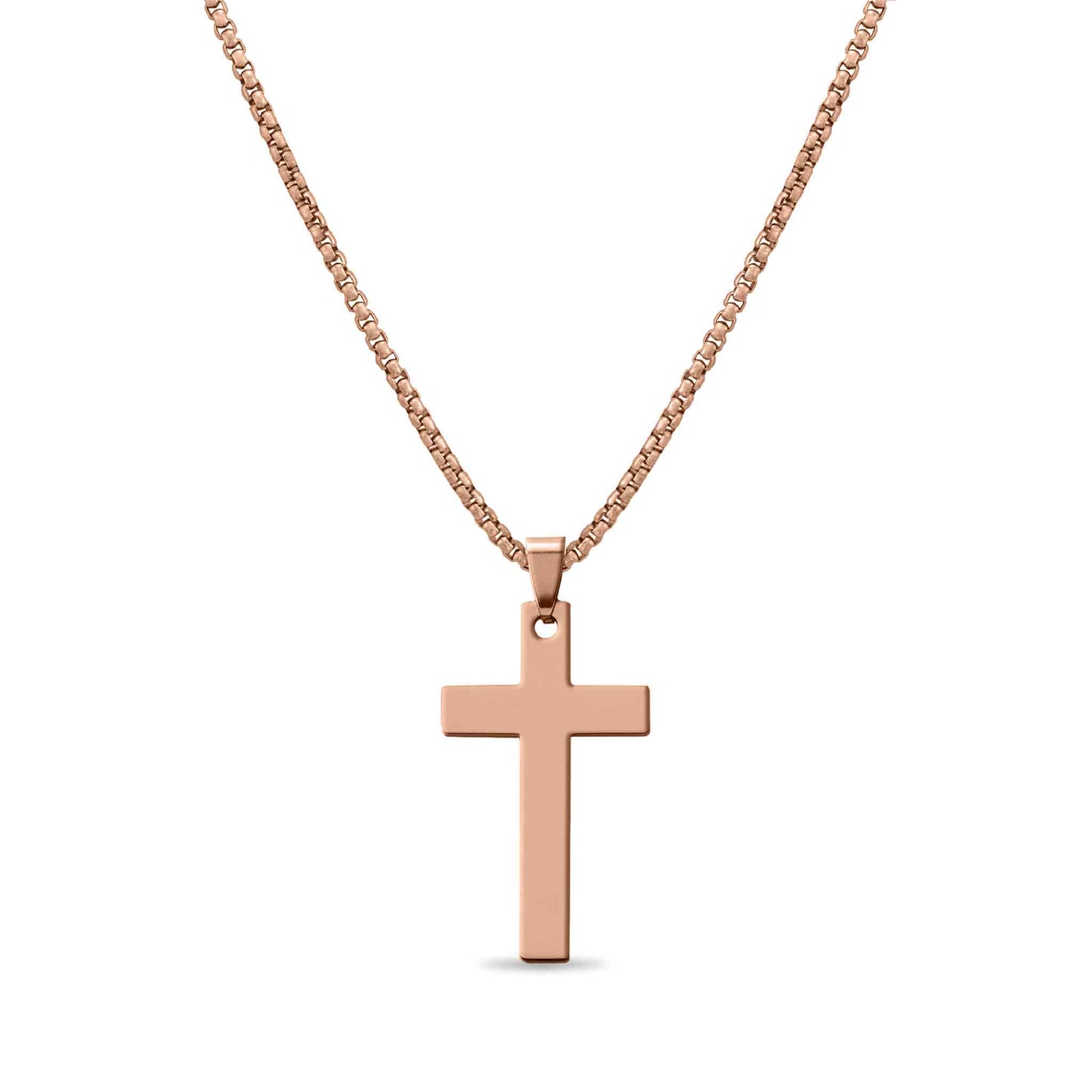 Stainless Steel Cross Necklace (30mm) on Box Chain