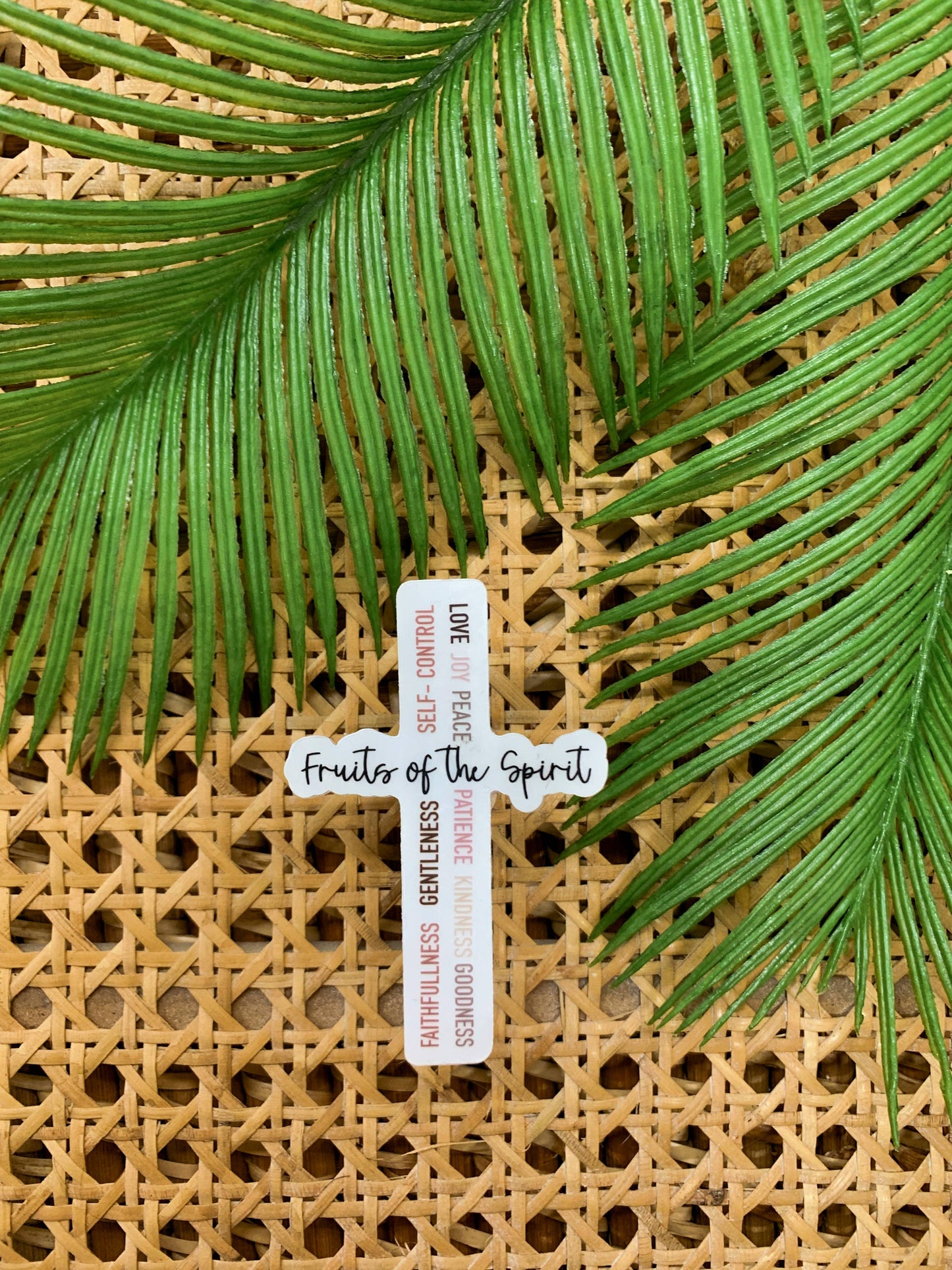 Fruits Of The Spirit Cross Clear Vinyl, Sticker, 3x3 in.