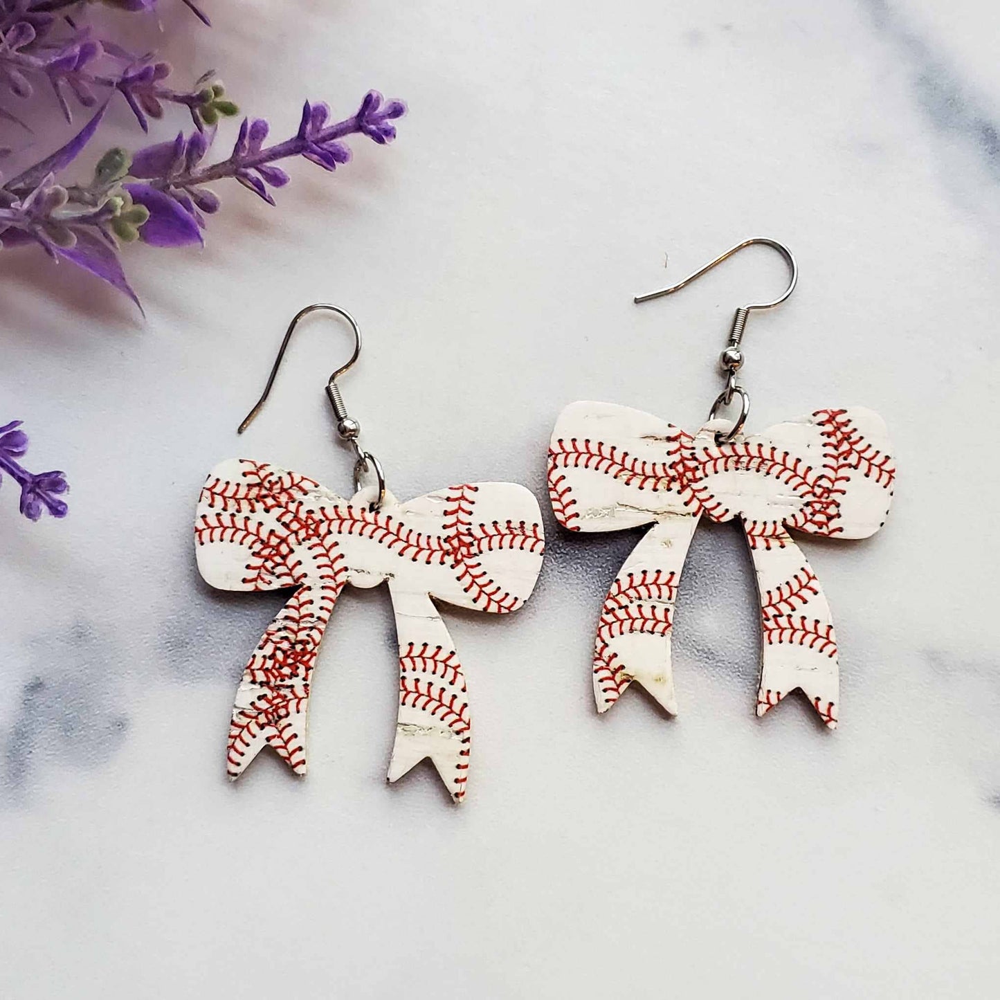 Baseball Bow Leather Earrings