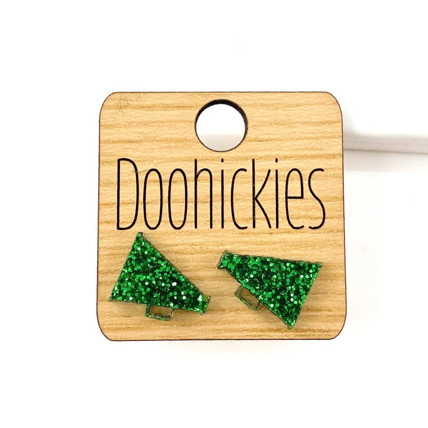 Green Megaphone Stud Earrings