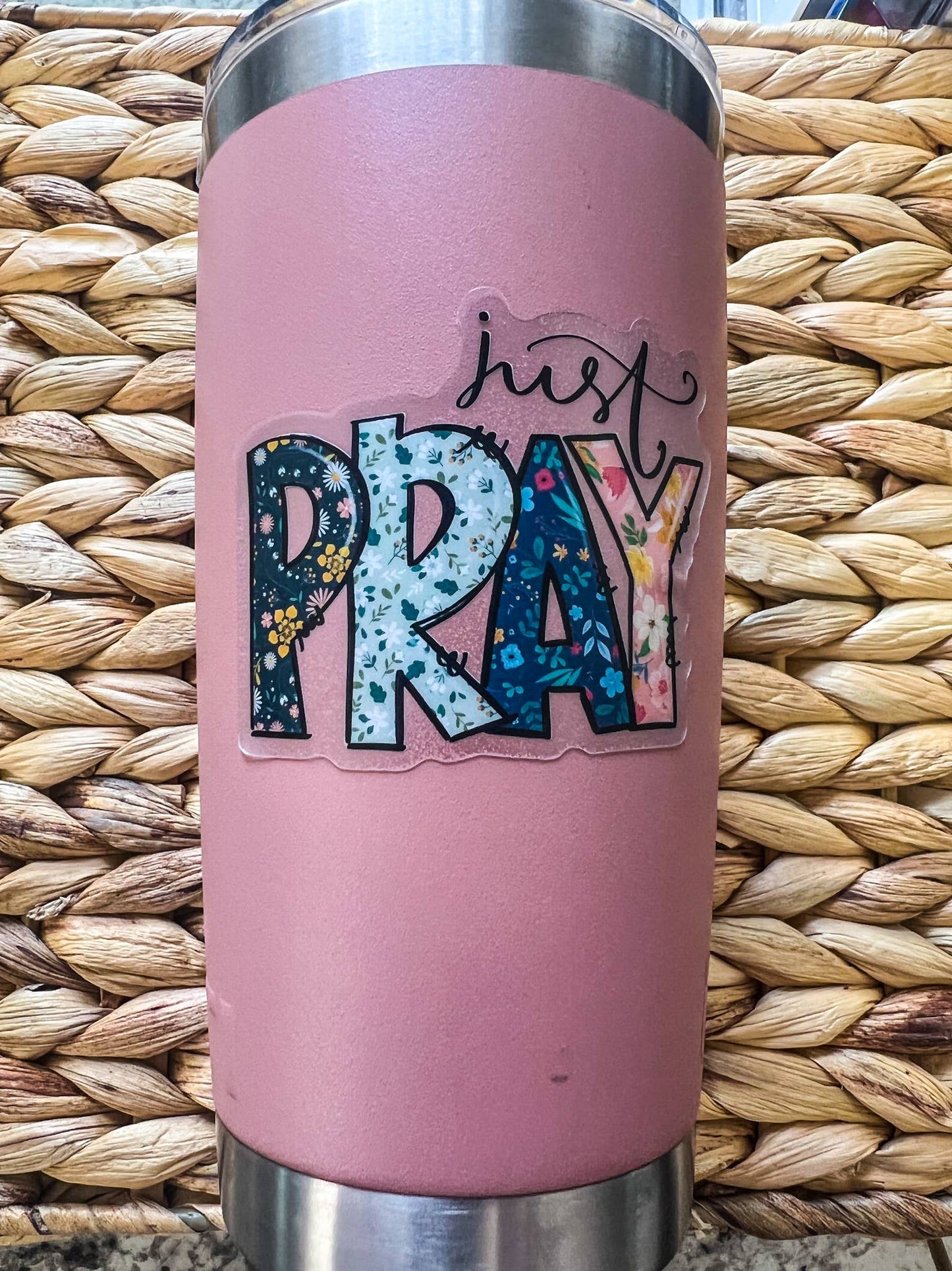Just Pray Christian, Clear Vinyl , Sticker, 3 in.
