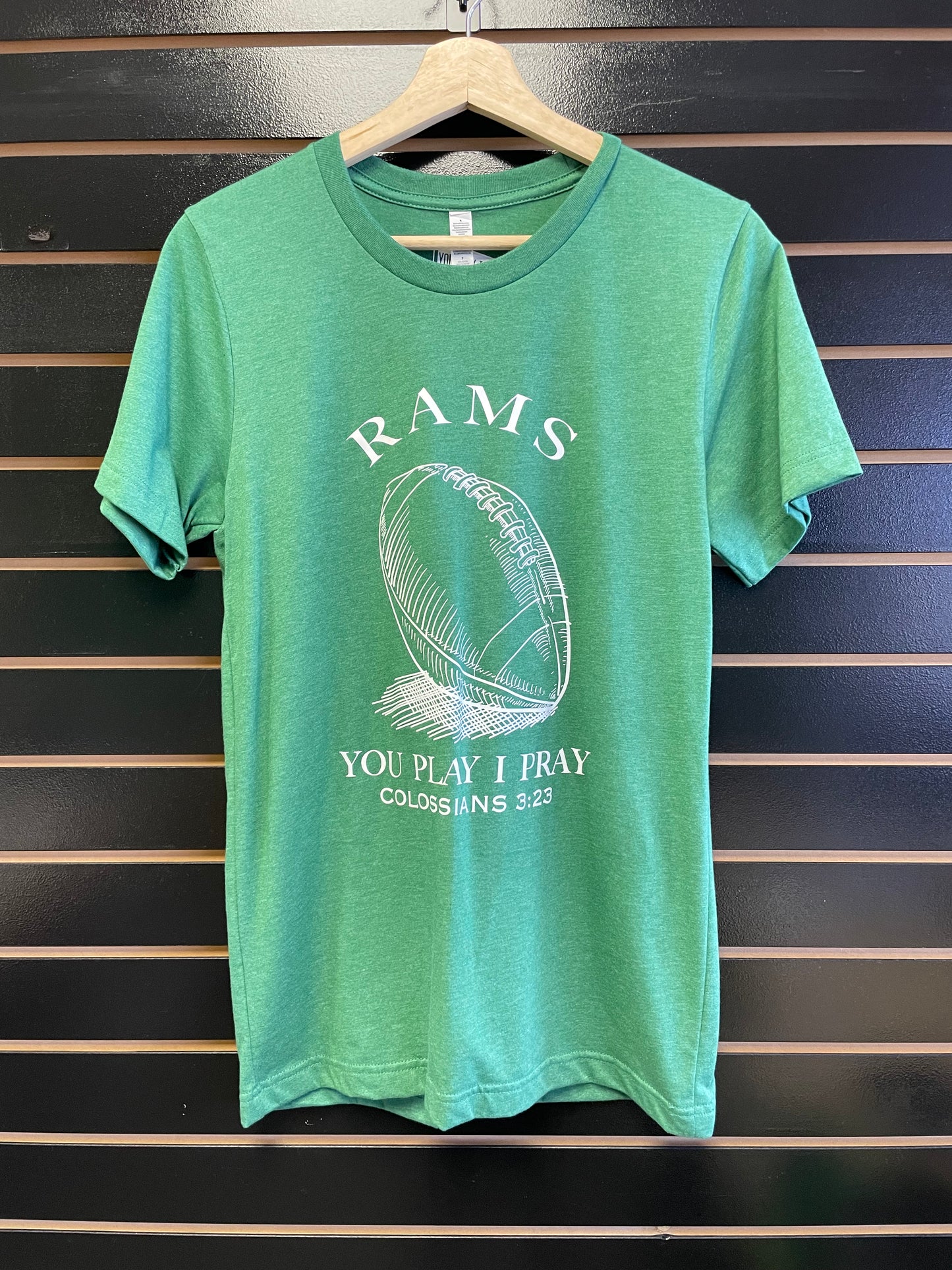 Heather Green Rams Football You Play I Pray T-Shirt