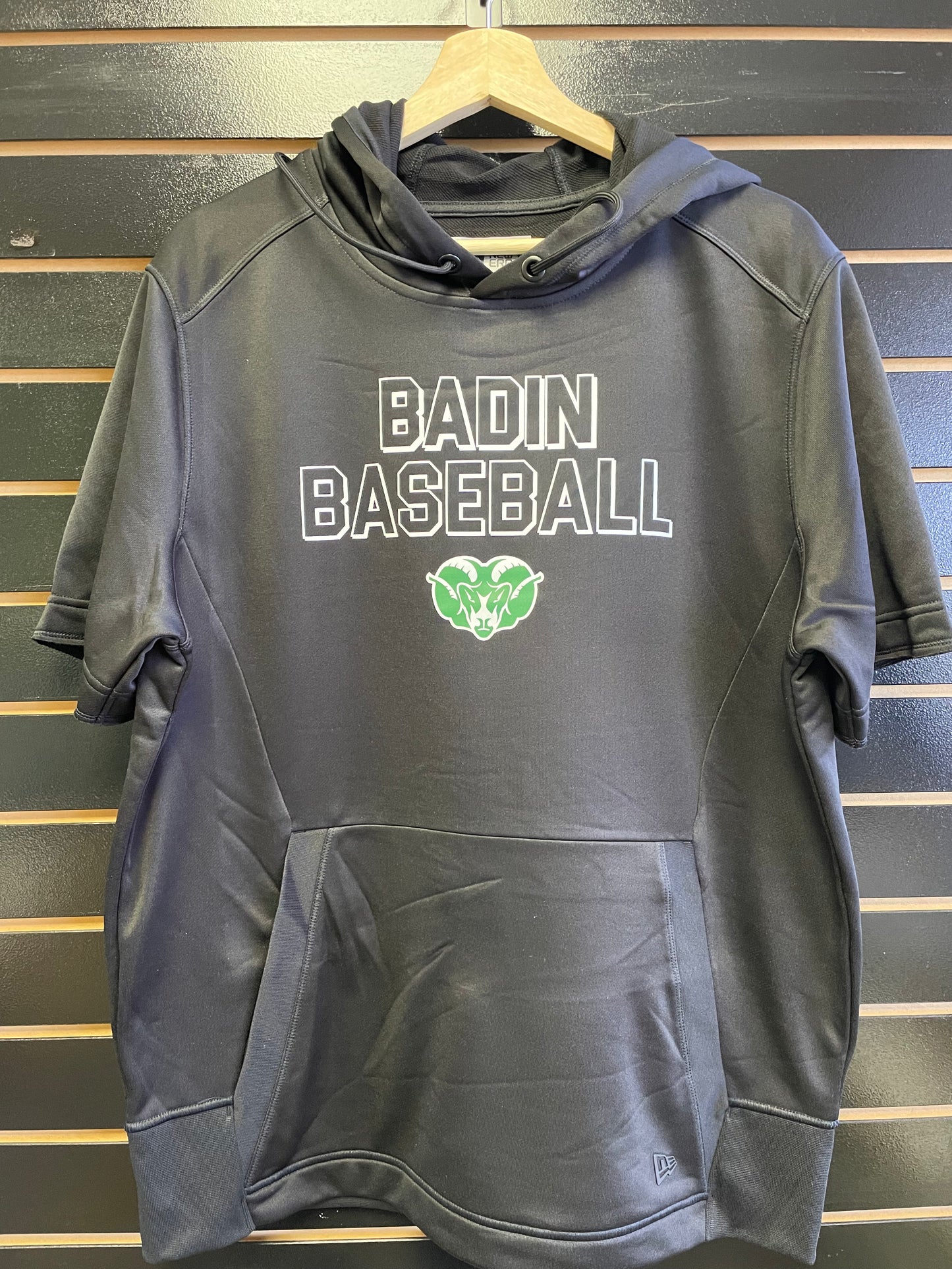 Badin Baseball Black Short Sleeve Hoodie