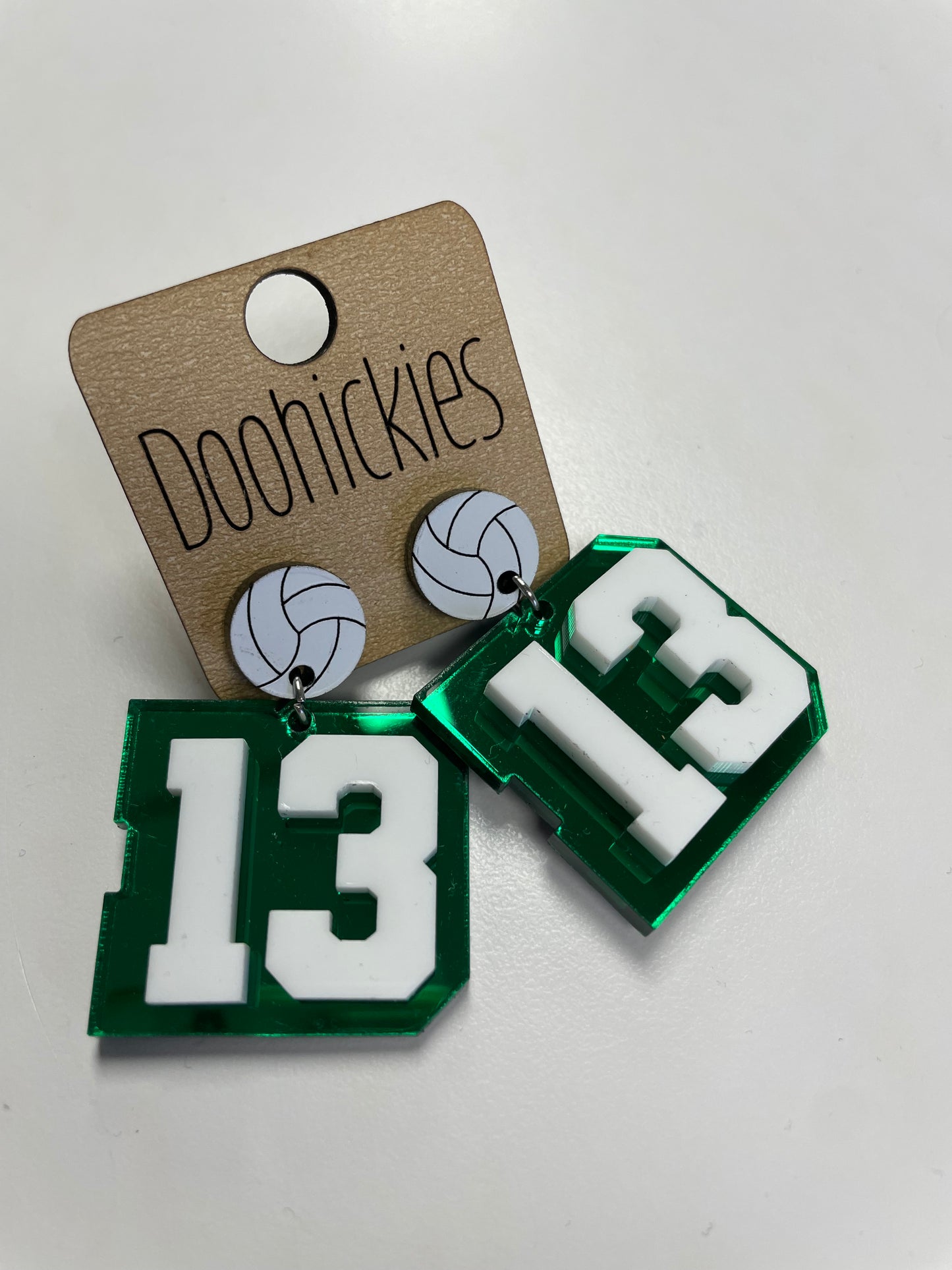 2" Layered Varsity Number Volleyball Dangles - CUSTOM ORDER-