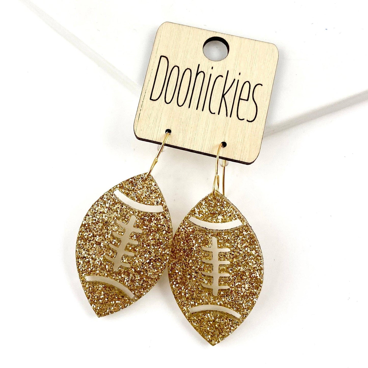 1.5" Glitter School Spirit Football Dangles - Custom Spirit Earrings