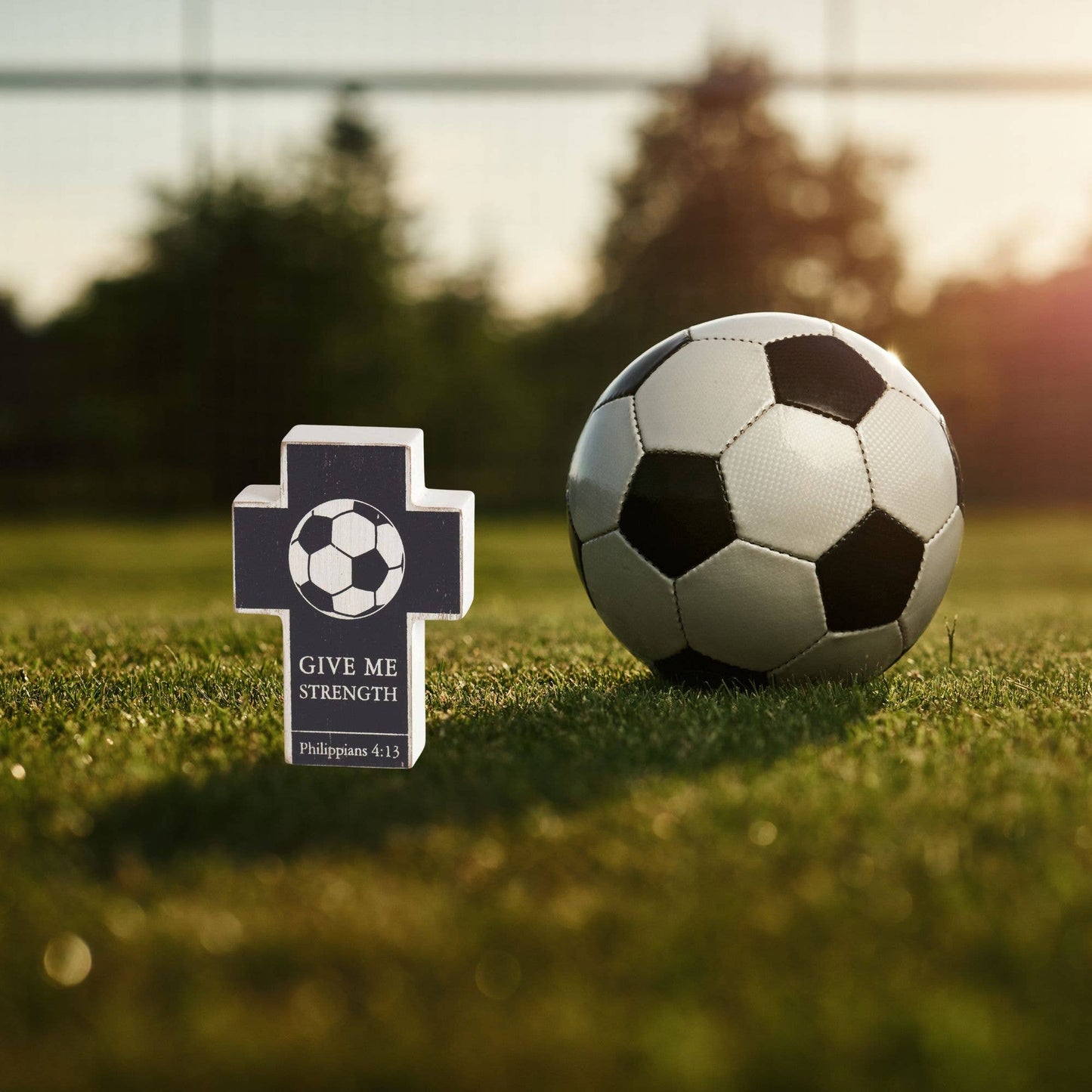 Soccer Cross Give Me Strength 4"H