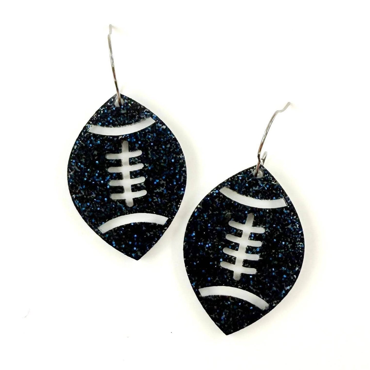 1.5" Glitter School Spirit Football Dangles - Custom Spirit Earrings