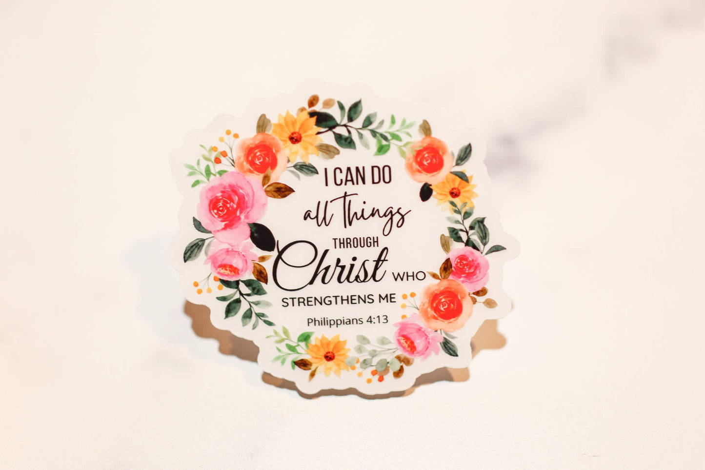 I Can Do All Things Christian Clear, Vinyl Sticker, 3in.