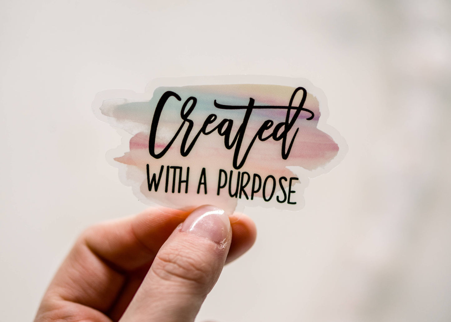 Created For A Purpose Clear Vinyl, Sticker, 3x3 in.