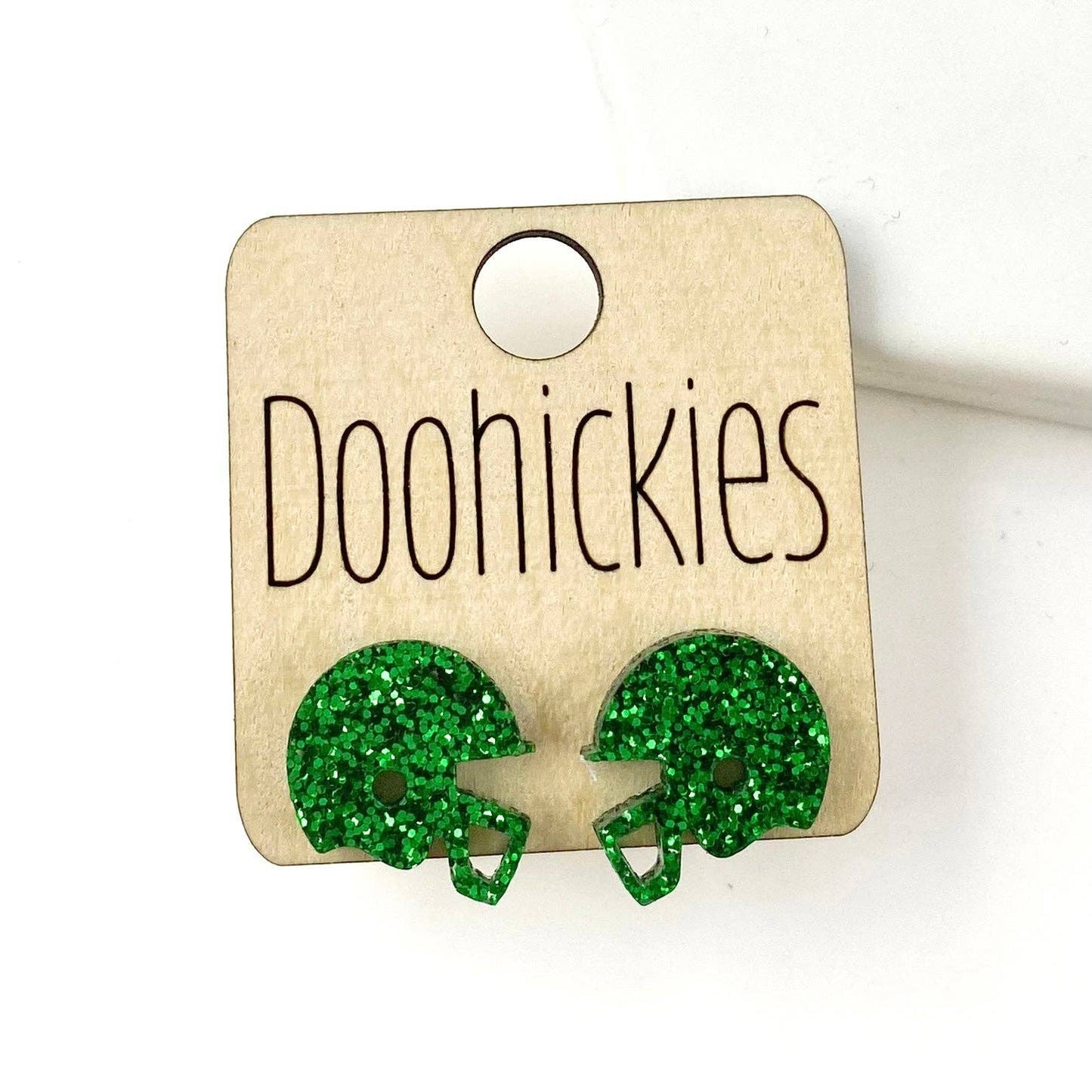 Green Football Helmet Stud Earrings