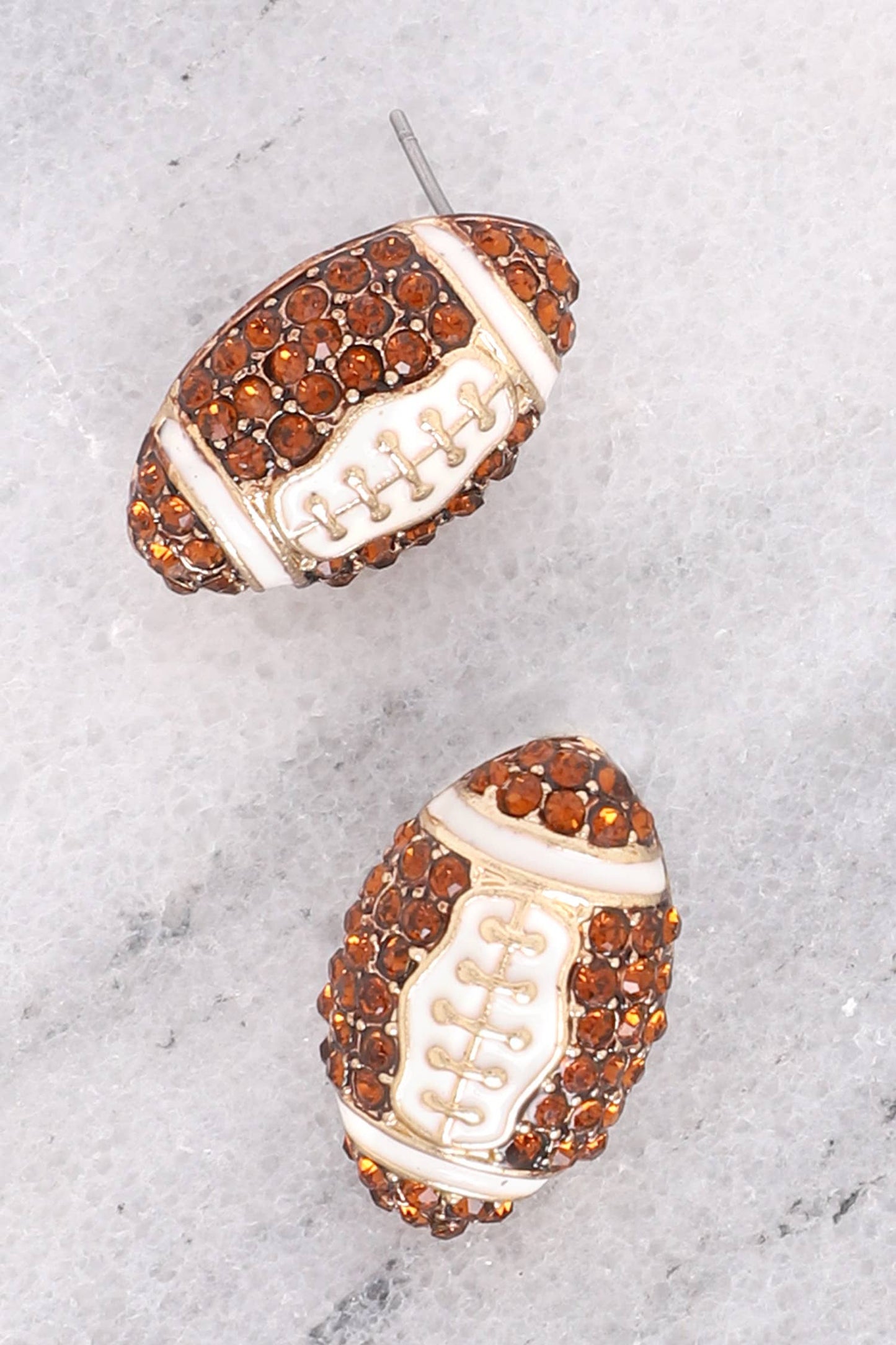 Rhinestone Football Stud Earrings