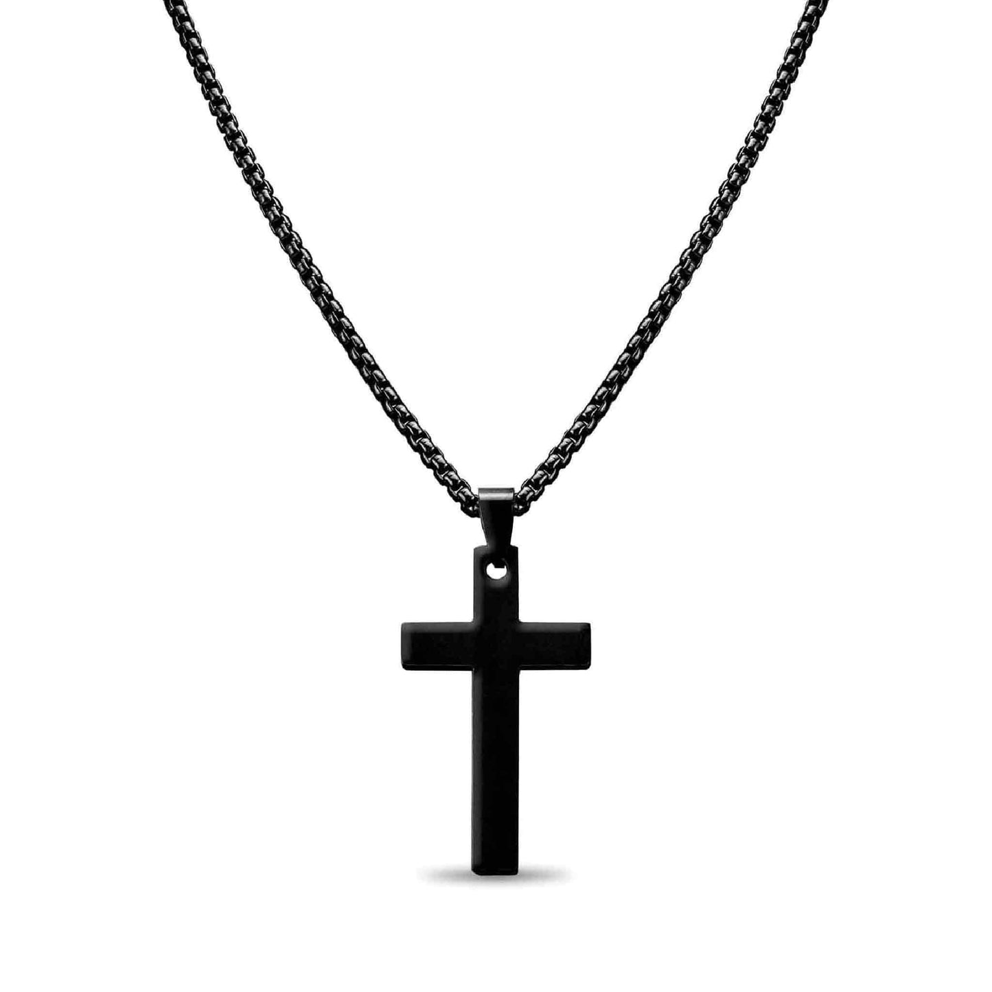 Stainless Steel Cross Necklace (30mm) on Box Chain