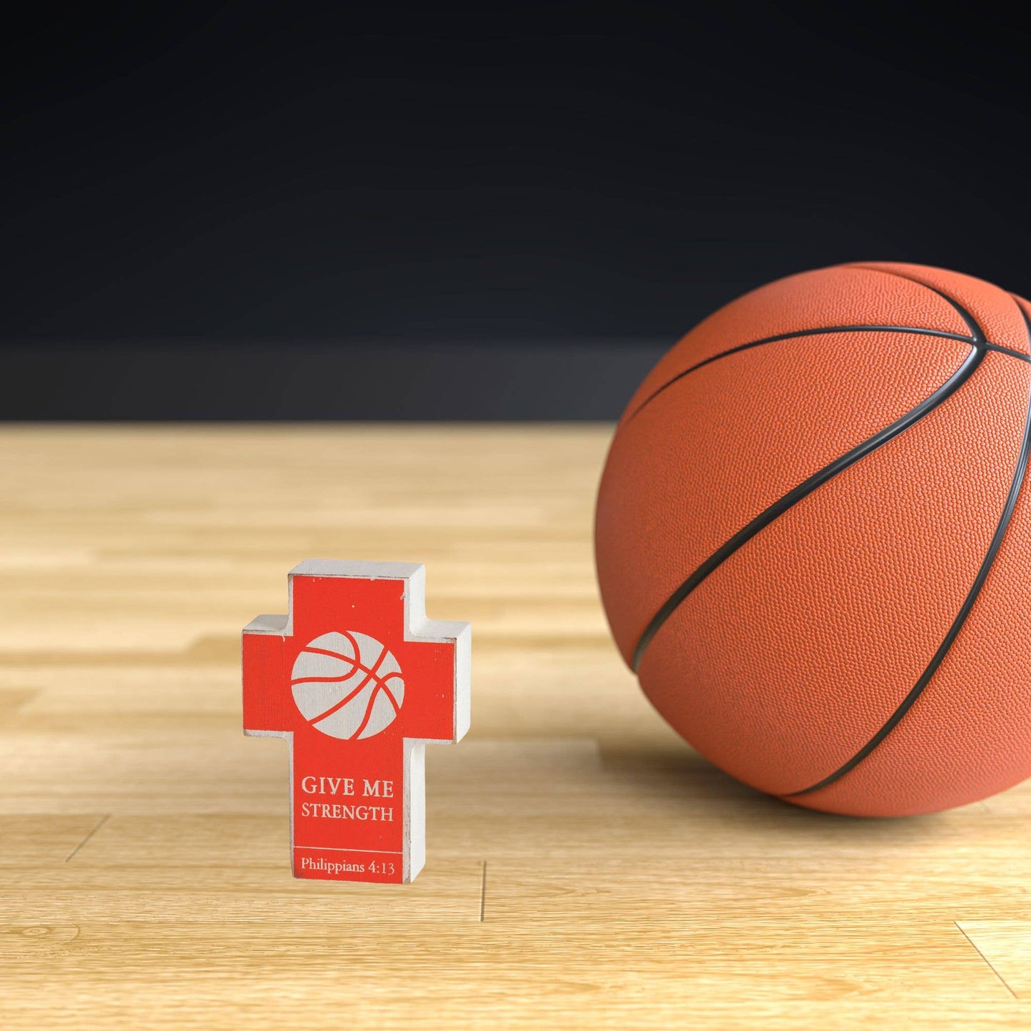 Basketball Cross Give Me Strength 4"H