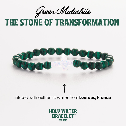 LARGE HOLY WATER CROSS BRACELET IN MALACHITE