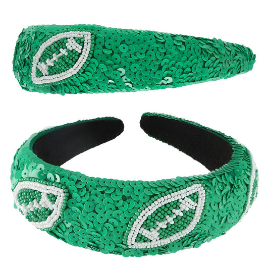 Two-Tone Football Sequins Beaded Headband