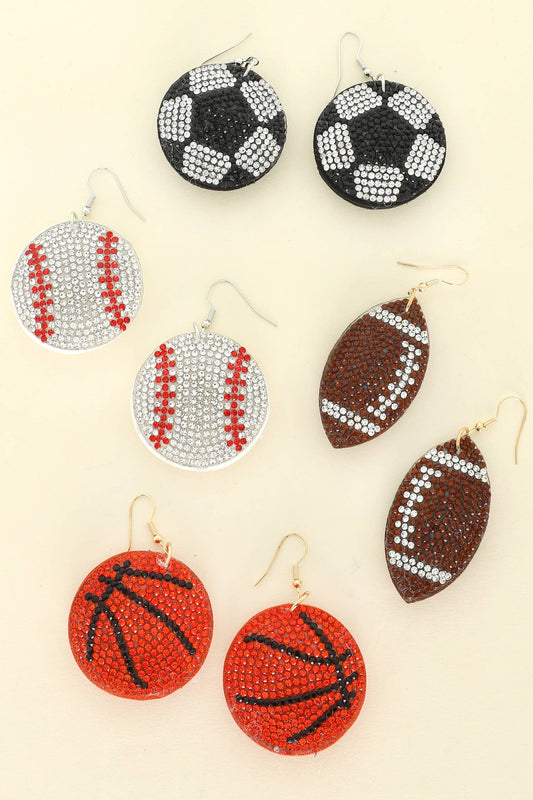 Game Day Rhinestone Suede Backed Drop Earrings