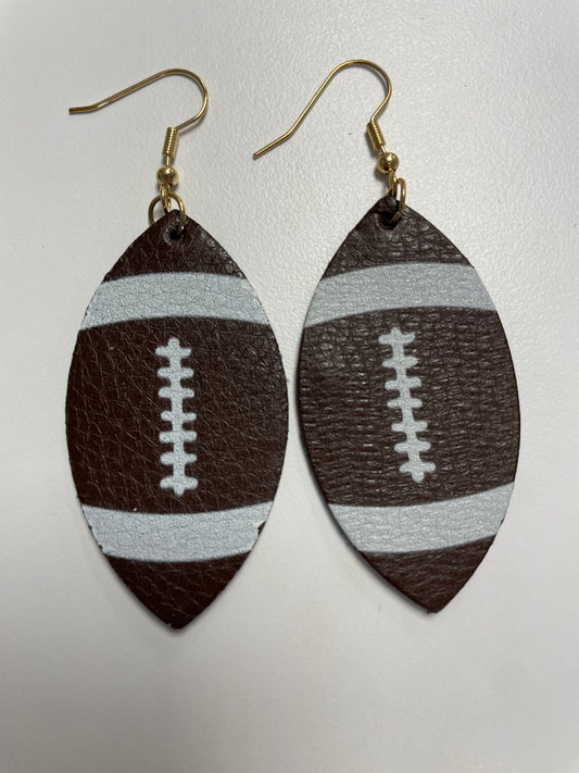 Vegan Leather Football Earrings