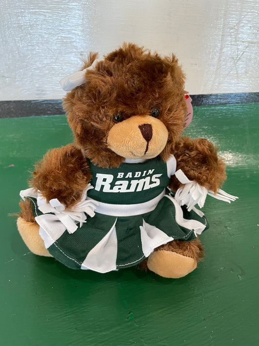 Small Chocolate Plush Bear in Badin Cheerleader Outfit