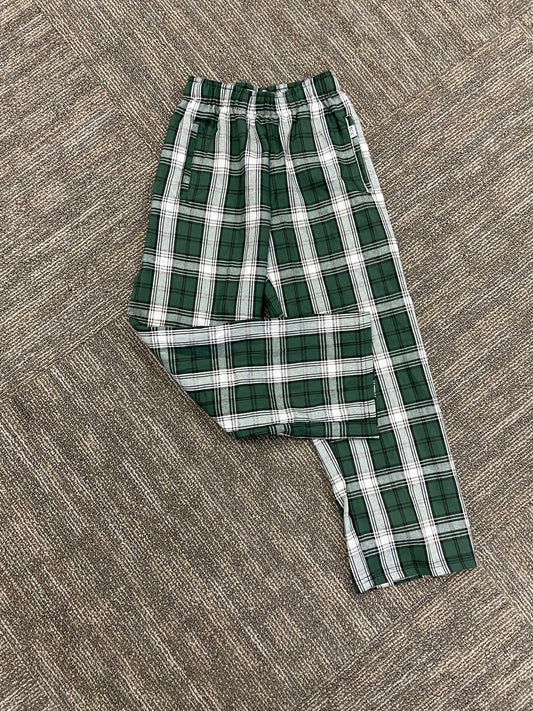 Youth Flannel PJ Pant w Pockets : Green/White Plaid