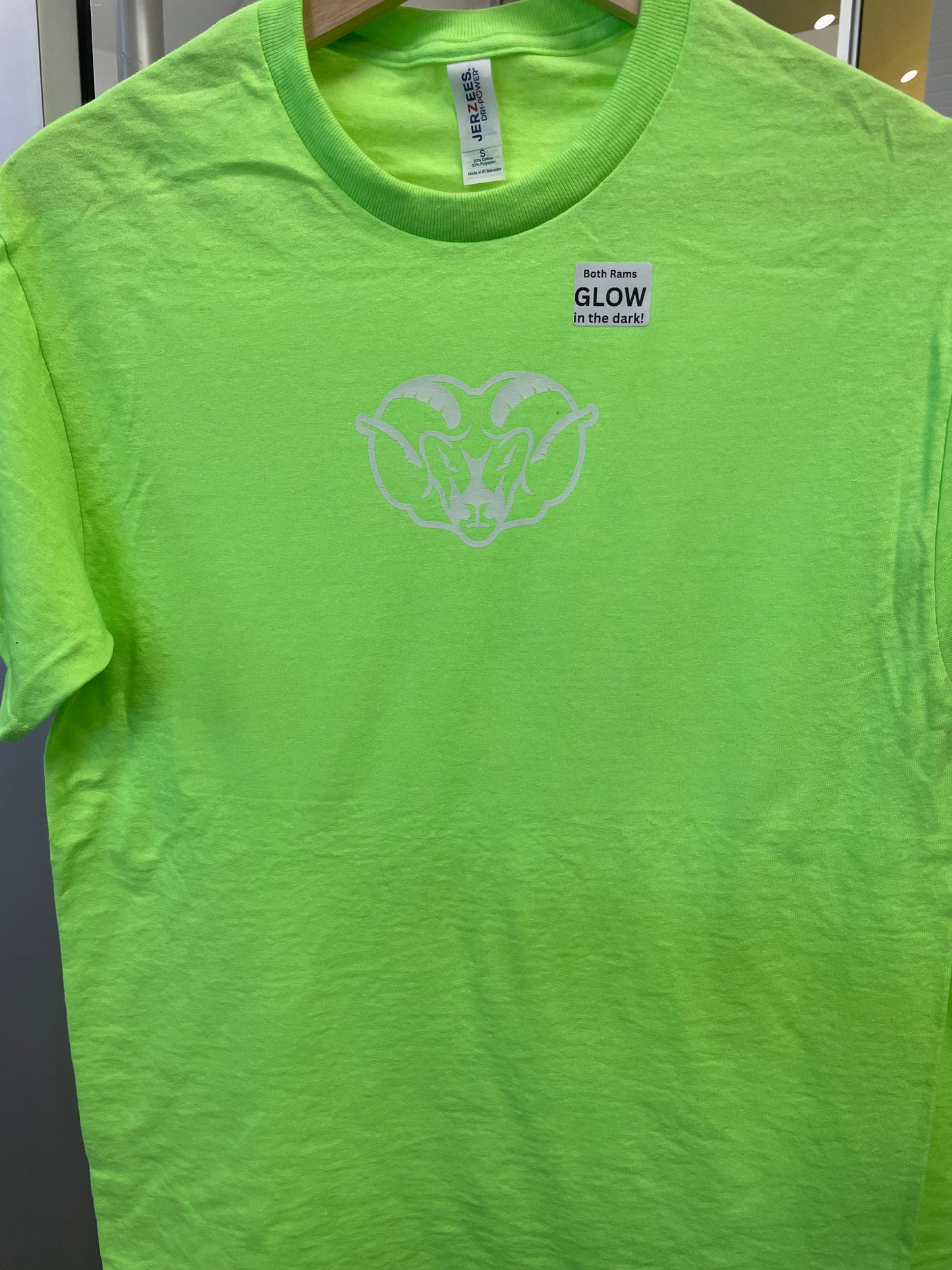 NEON Green w GLOW-IN-THE-DARK Rams Unisex T-Shirt Tee