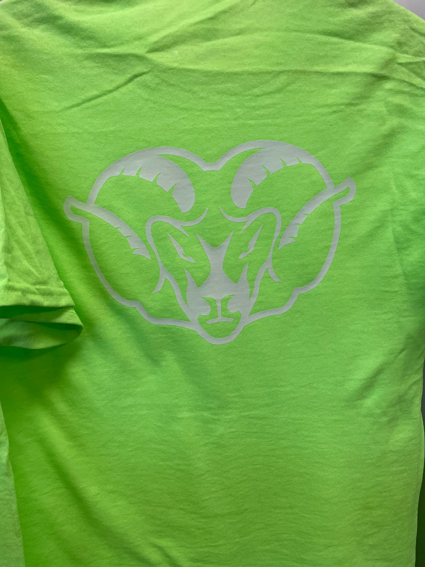 NEON Green w GLOW-IN-THE-DARK Rams Unisex T-Shirt Tee