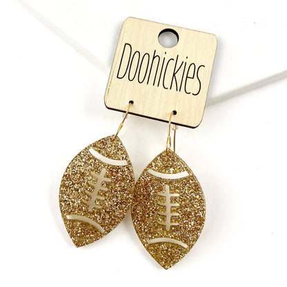 1.5" Glitter School Spirit Football Dangles - Custom Spirit Earrings