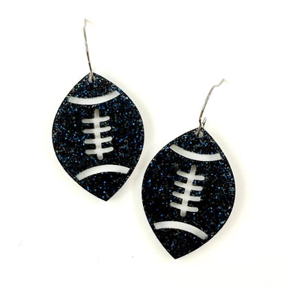 1.5" Glitter School Spirit Football Dangles - Custom Spirit Earrings