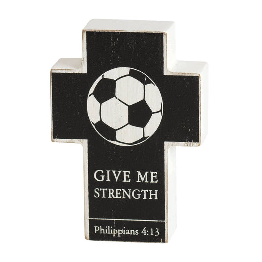 Soccer Cross Give Me Strength 4"H