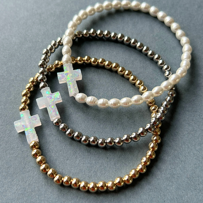 HOLY WATER STRETCH BRACELET IN GOLD